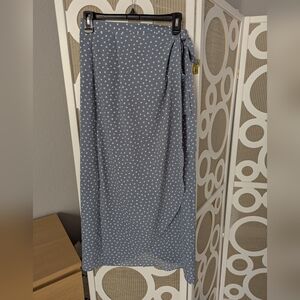 Max Studio Blue Polka Dot Wrap Maxi Skirt